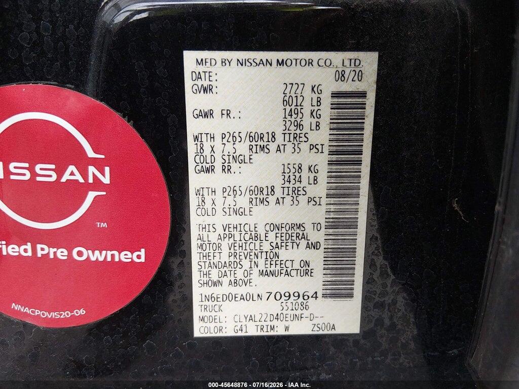 1N6ED0EA0LN709964 2020 NISSAN FRONTIER photo no. 9