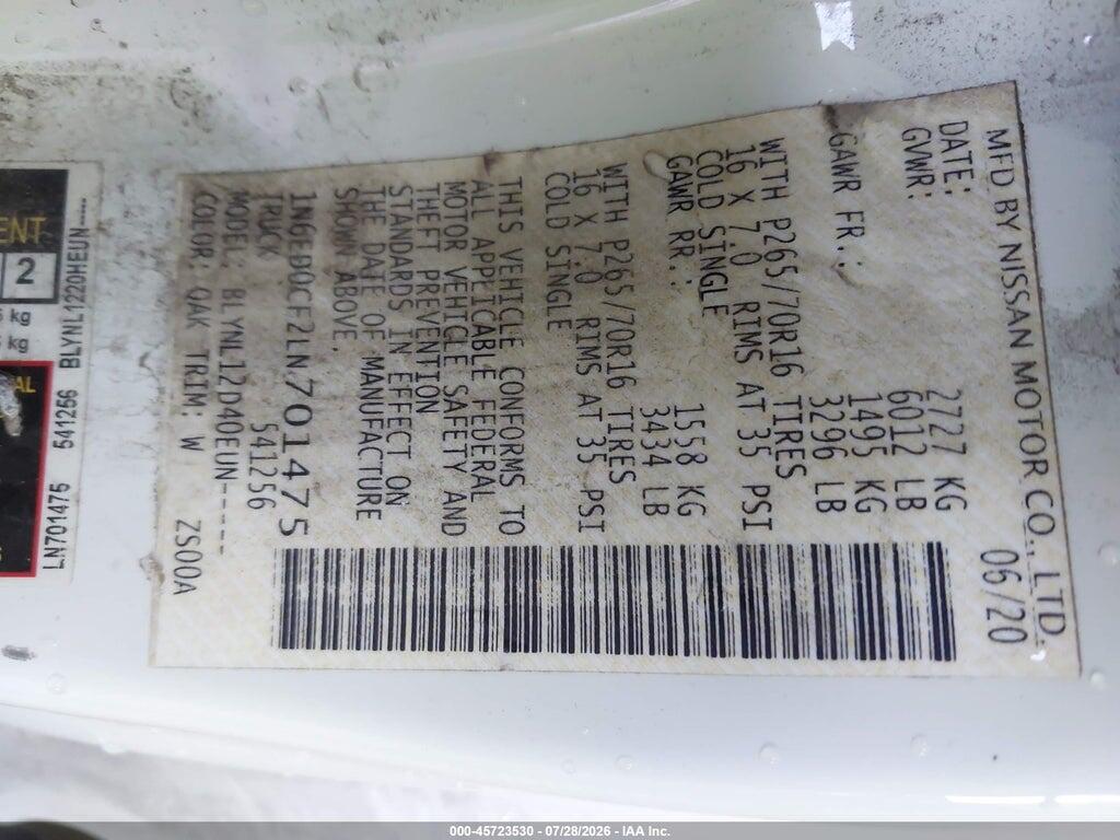1N6ED0CF2LN701475 2020 NISSAN FRONTIER photo no. 9