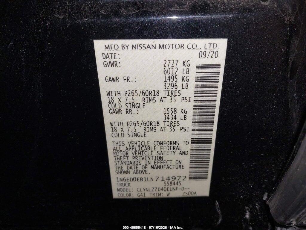1N6ED0EB1LN714972 2020 NISSAN FRONTIER photo no. 9