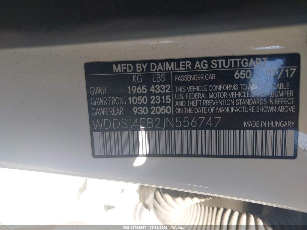 WDDSJ4EB2JN556747 2018 MERCEDES-BENZ CLA 250 photo no. 9