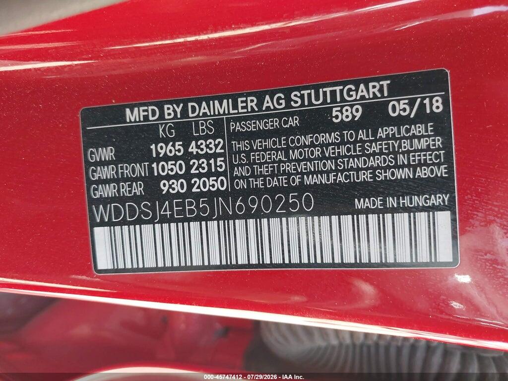 WDDSJ4EB5JN690250 2018 MERCEDES-BENZ CLA 250 photo no. 9