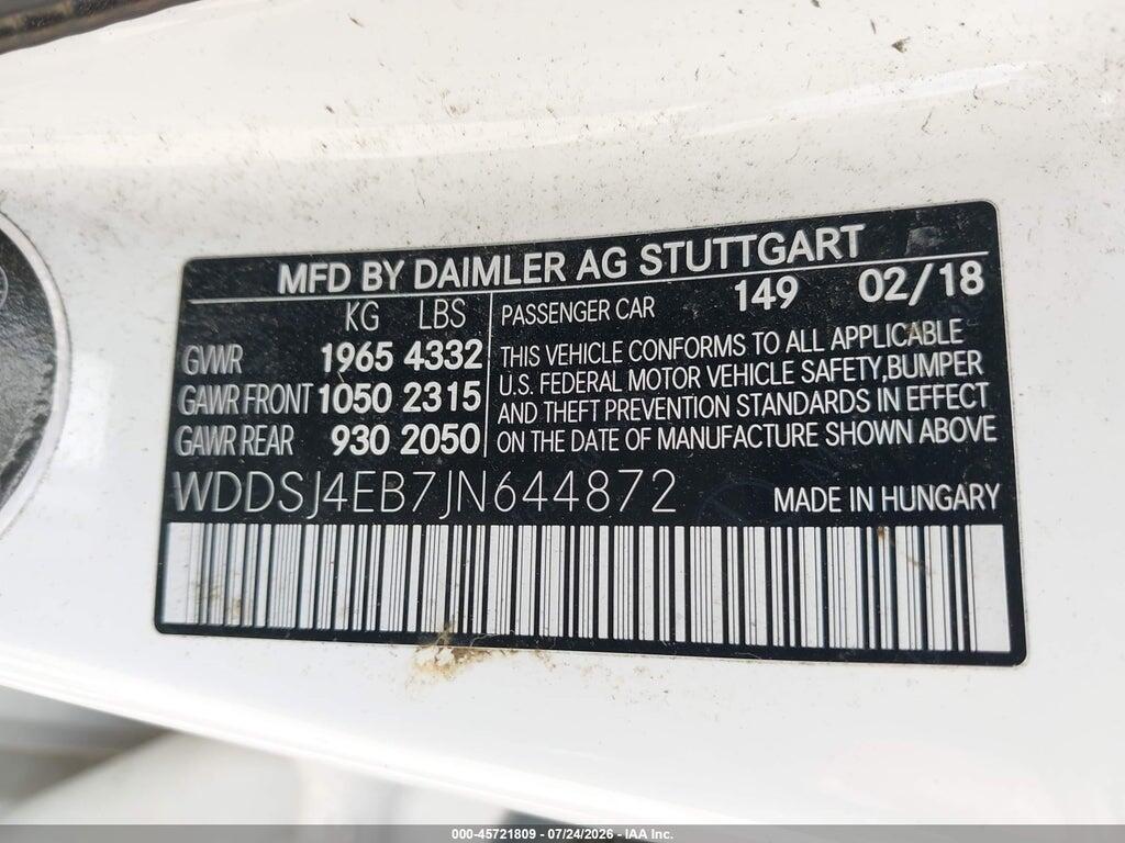 WDDSJ4EB7JN644872 2018 MERCEDES-BENZ CLA 250 photo no. 9