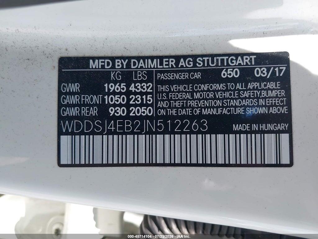 WDDSJ4EB2JN512263 2018 MERCEDES-BENZ CLA 250 photo no. 9