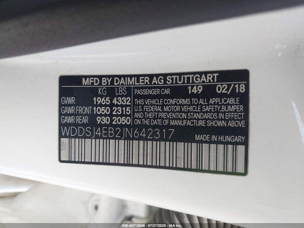 WDDSJ4EB2JN642317 2018 MERCEDES-BENZ CLA 250 photo no. 9