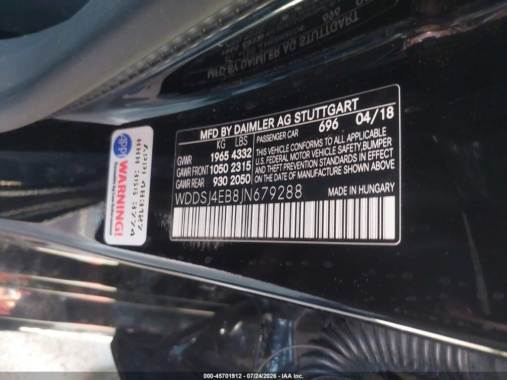 WDDSJ4EB8JN679288 2018 MERCEDES-BENZ CLA 250 photo no. 9