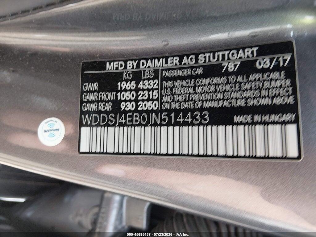 WDDSJ4EB0JN514433 2018 MERCEDES-BENZ CLA 250 photo no. 9