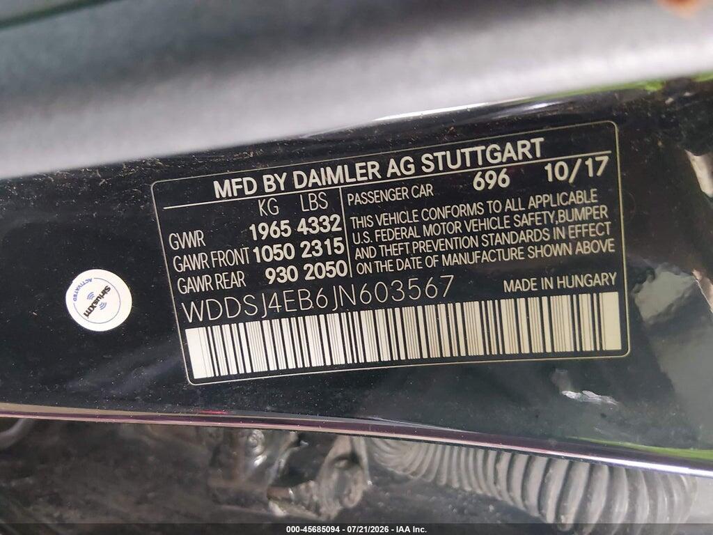WDDSJ4EB6JN603567 2018 MERCEDES-BENZ CLA 250 photo no. 9
