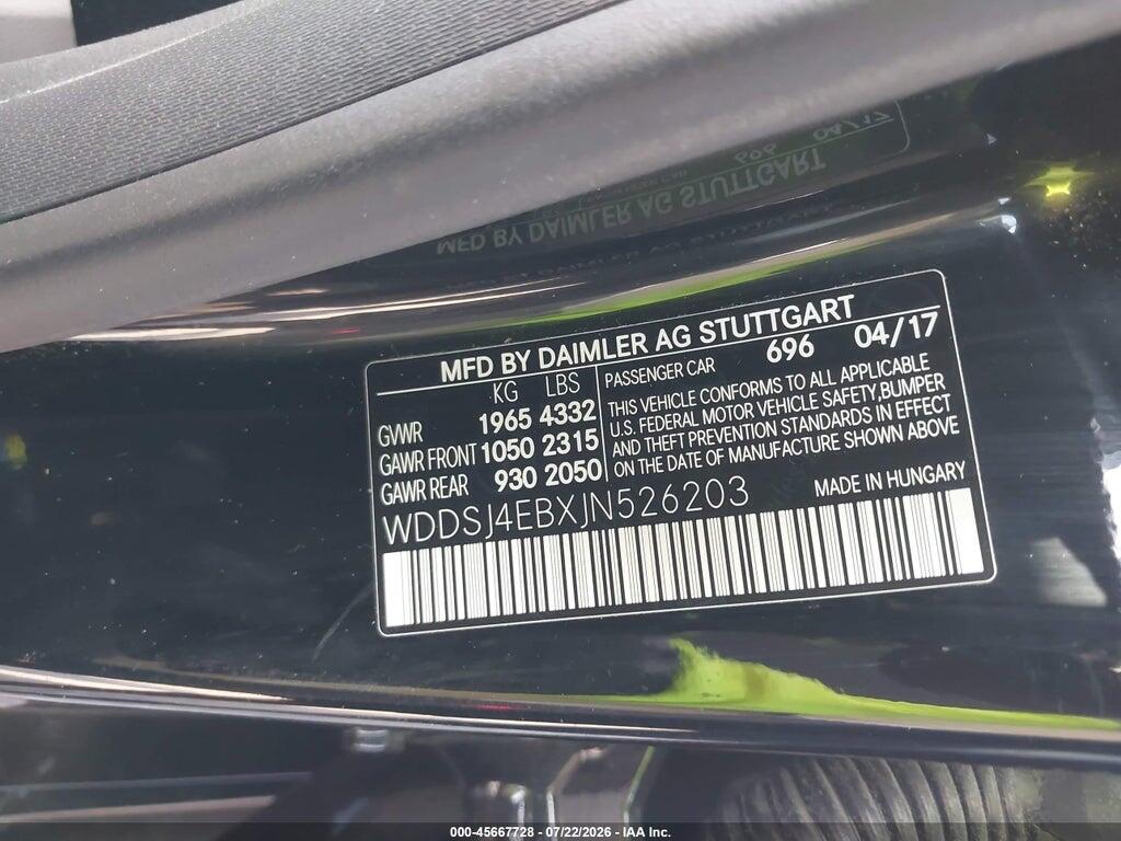 WDDSJ4EBXJN526203 2018 MERCEDES-BENZ CLA 250 photo no. 9