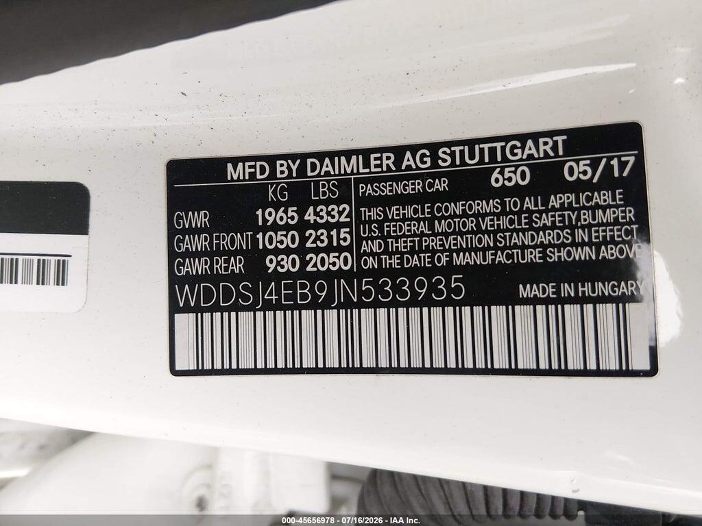 WDDSJ4EB9JN533935 2018 MERCEDES-BENZ CLA 250 photo no. 9