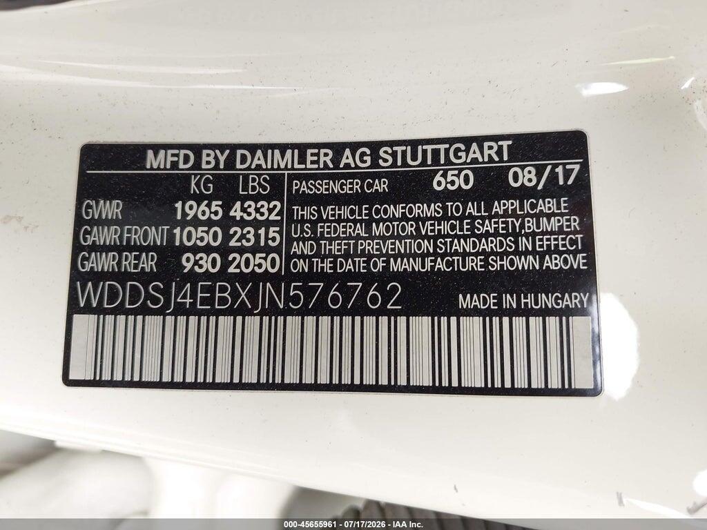 WDDSJ4EBXJN576762 2018 MERCEDES-BENZ CLA 250 photo no. 9