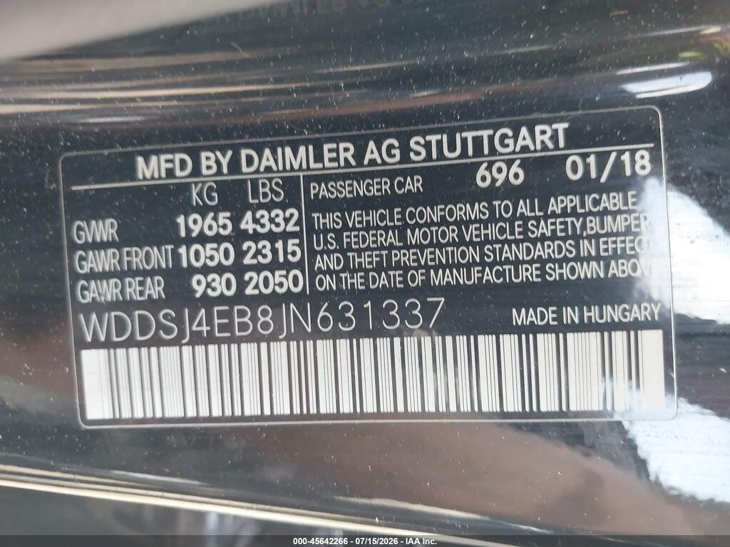 WDDSJ4EB8JN631337 2018 MERCEDES-BENZ CLA 250 photo no. 9