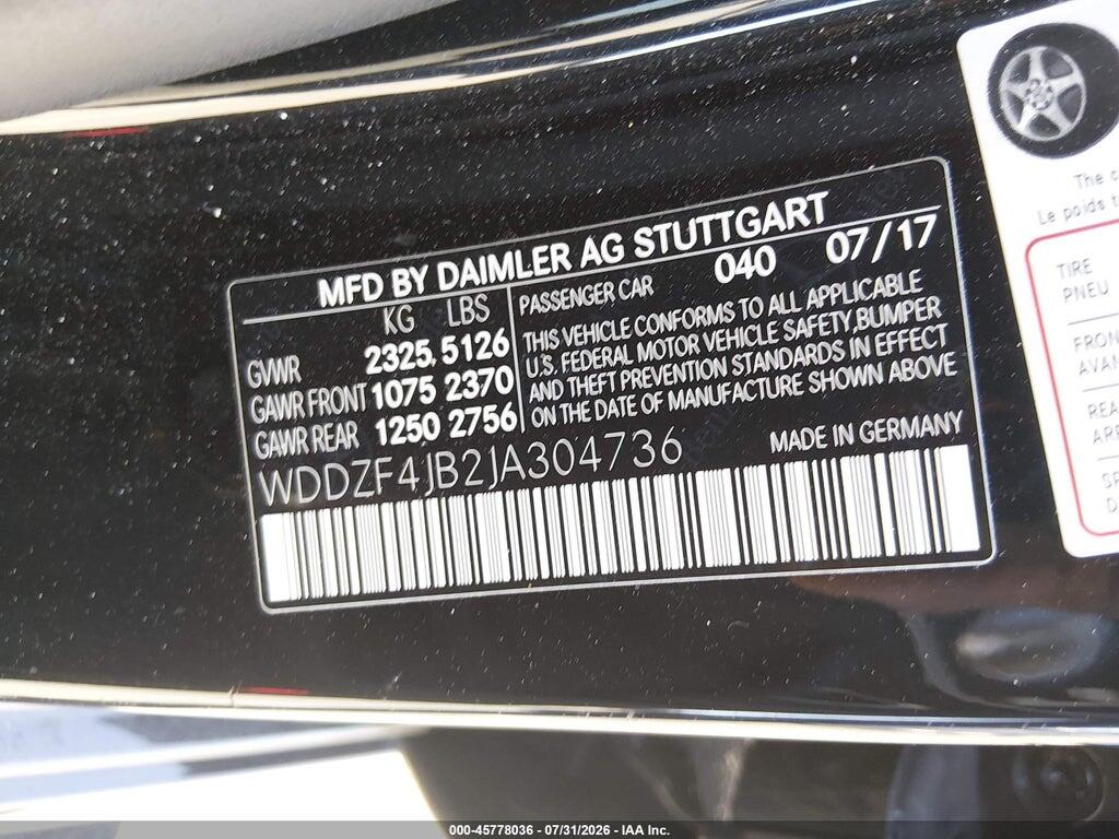 WDDZF4JB2JA304736 2018 MERCEDES-BENZ E 300 photo no. 9