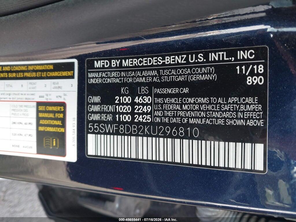 55SWF8DB2KU296810 2019 MERCEDES-BENZ C 300 photo no. 9