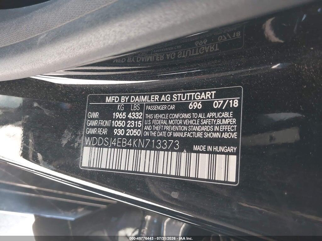 WDDSJ4EB4KN713373 2019 MERCEDES-BENZ CLA 250 photo no. 9