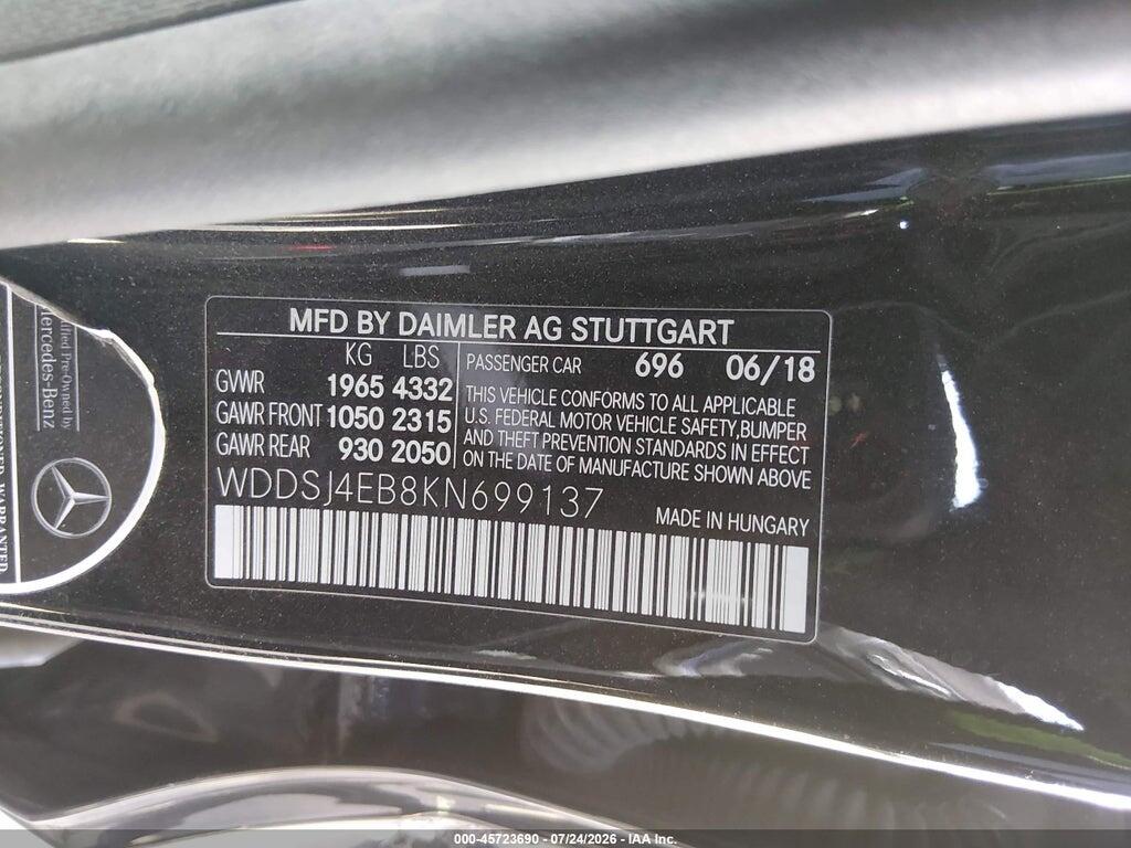 WDDSJ4EB8KN699137 2019 MERCEDES-BENZ CLA 250 photo no. 9