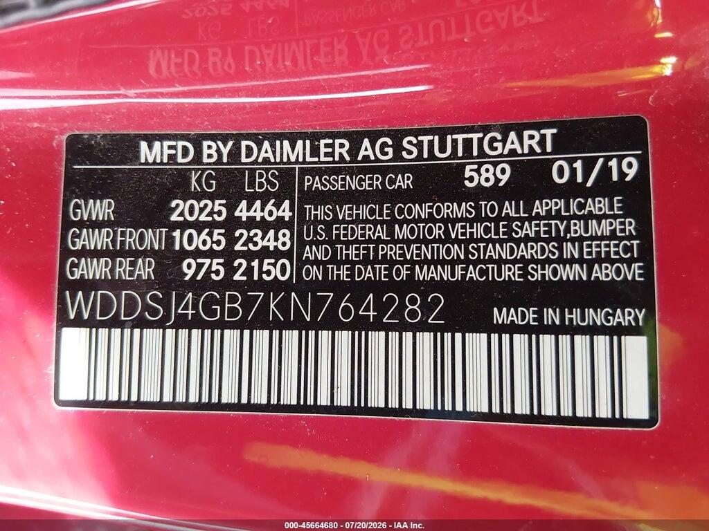 WDDSJ4GB7KN764282 2019 MERCEDES-BENZ CLA 250 photo no. 9