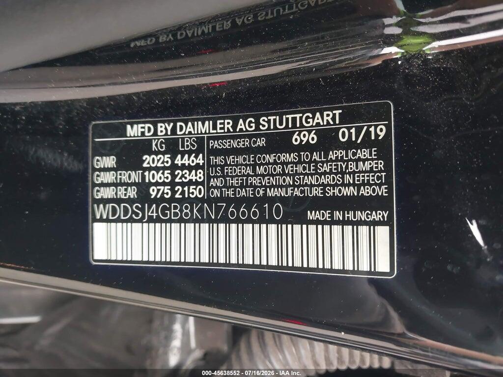 WDDSJ4GB8KN766610 2019 MERCEDES-BENZ CLA 250 photo no. 9