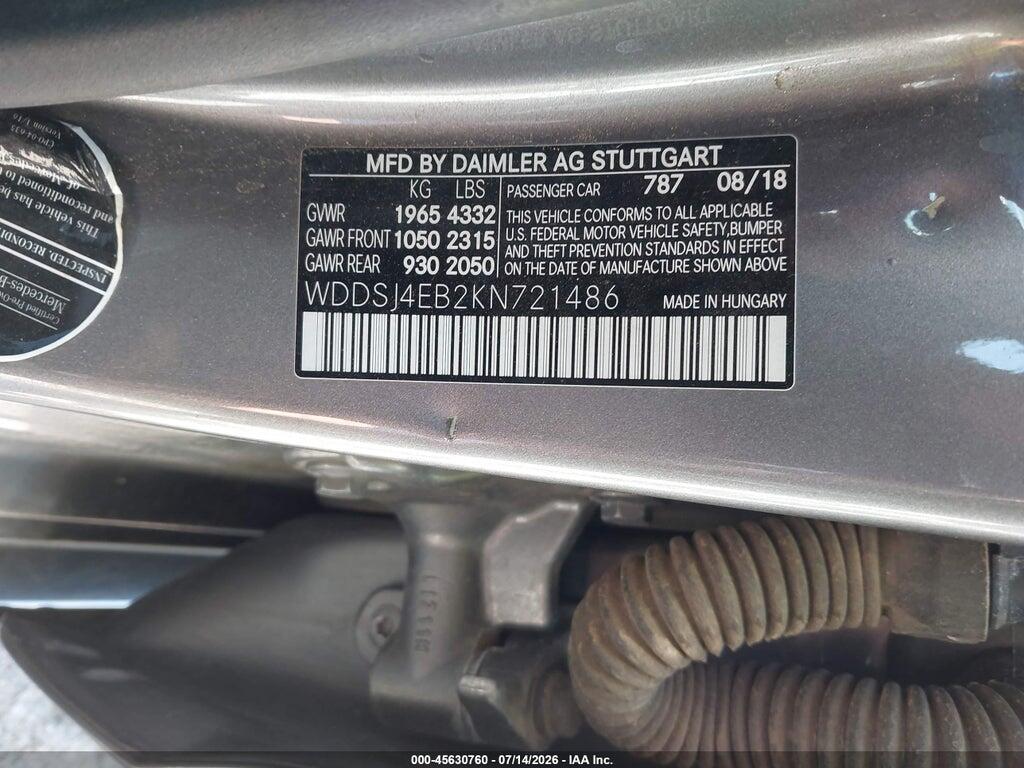 WDDSJ4EB2KN721486 2019 MERCEDES-BENZ CLA 250 photo no. 9