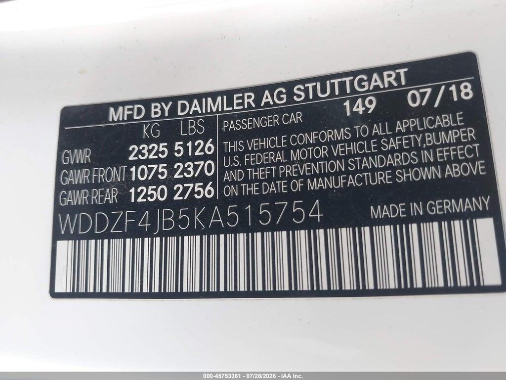 WDDZF4JB5KA515754 2019 MERCEDES-BENZ E 300 photo no. 9