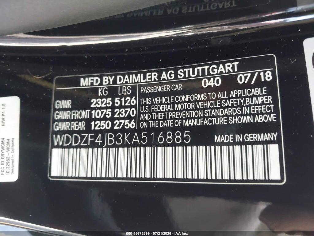 WDDZF4JB3KA516885 2019 MERCEDES-BENZ E 300 photo no. 9