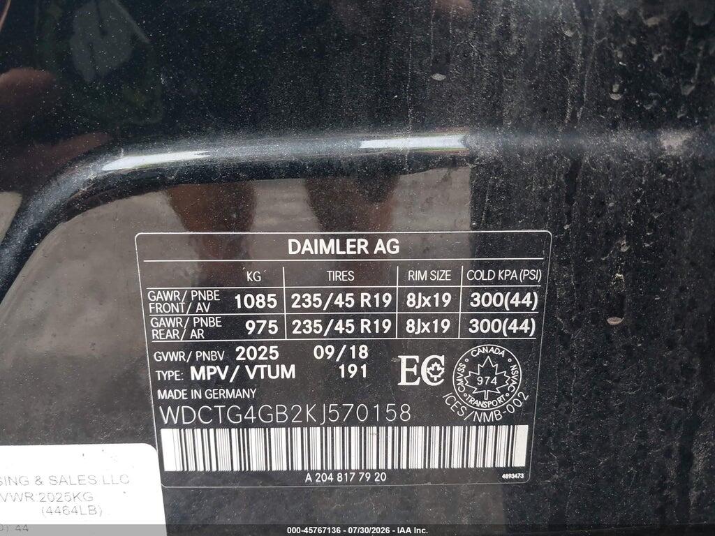 WDCTG4GB2KJ570158 2019 MERCEDES-BENZ GLA 250 photo no. 9