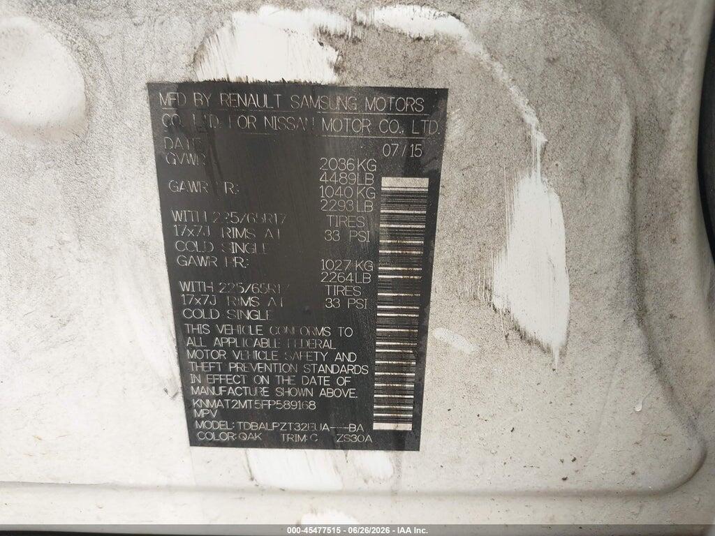 KNMAT2MT5FP589168 2015 NISSAN ROGUE photo no. 9