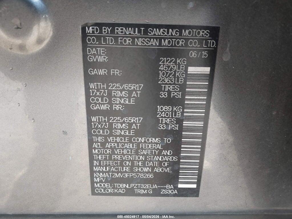 KNMAT2MV3FP578266 2015 NISSAN ROGUE photo no. 9