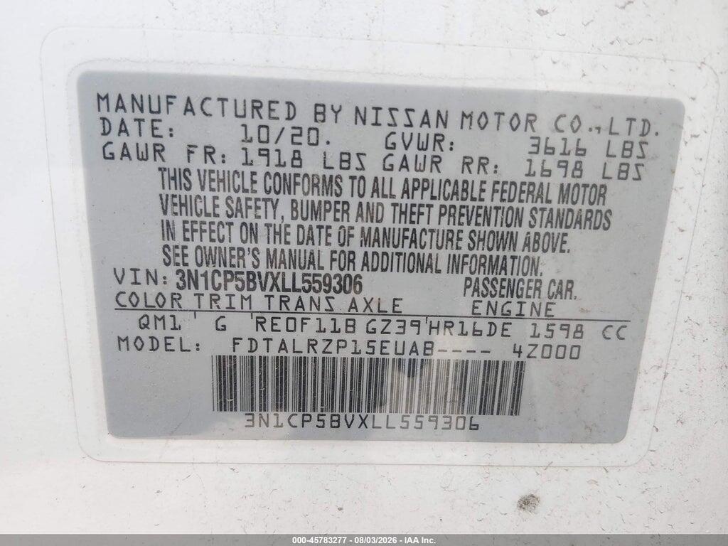 3N1CP5BVXLL559306 2020 NISSAN KICKS photo no. 9