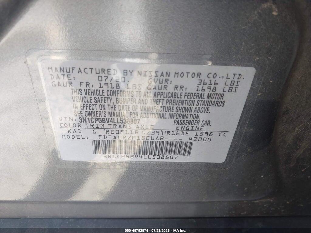3N1CP5BV4LL538807 2020 NISSAN KICKS photo no. 9