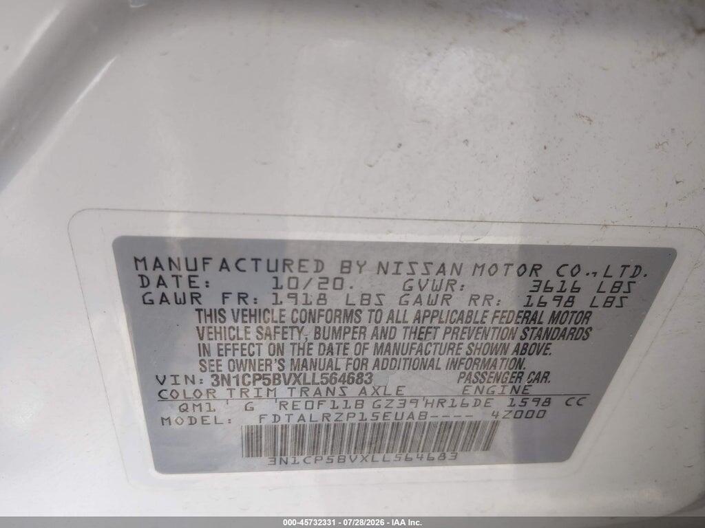 3N1CP5BVXLL564683 2020 NISSAN KICKS photo no. 9
