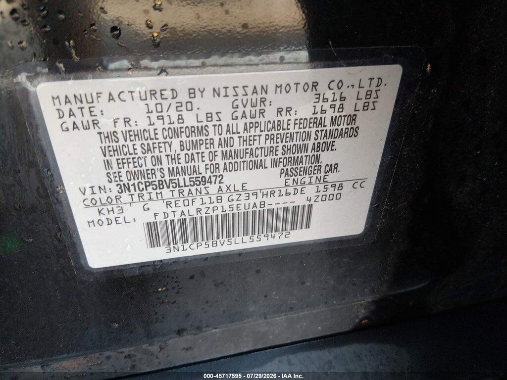 3N1CP5BV5LL559472 2020 NISSAN KICKS photo no. 9