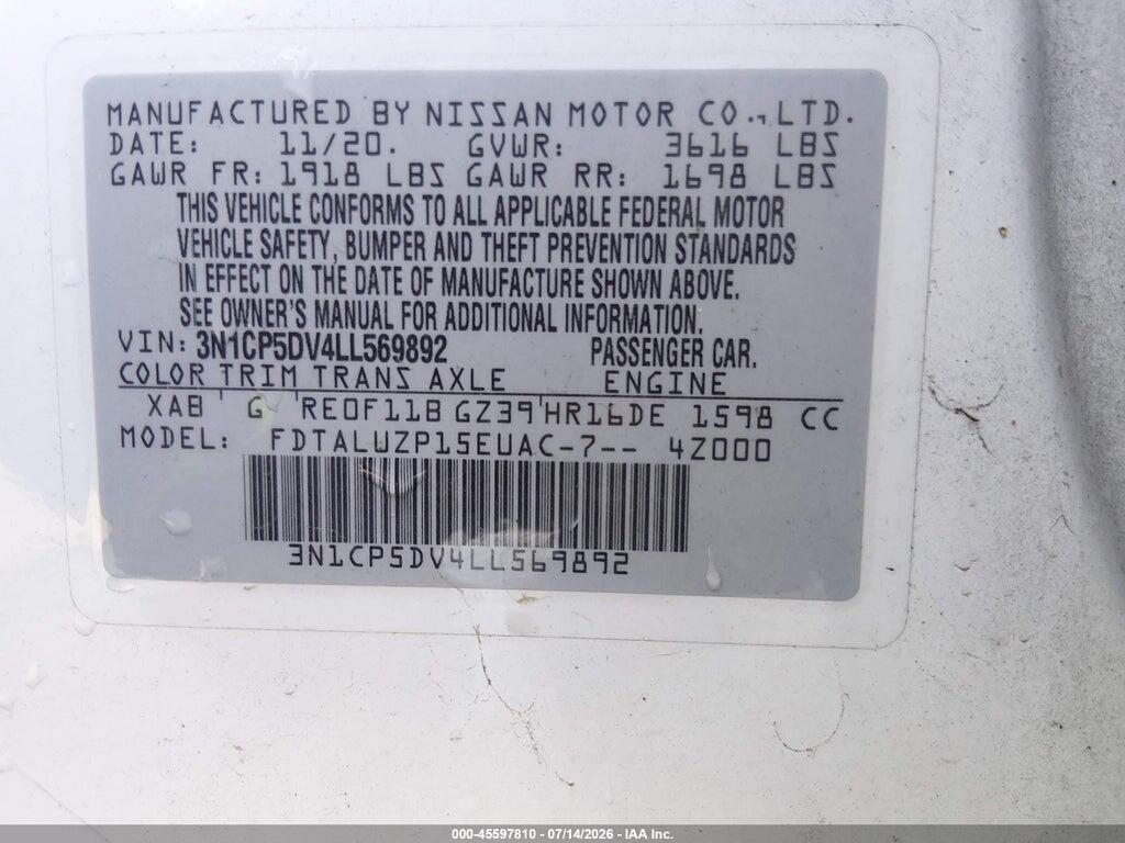 3N1CP5DV4LL569892 2020 NISSAN KICKS photo no. 9