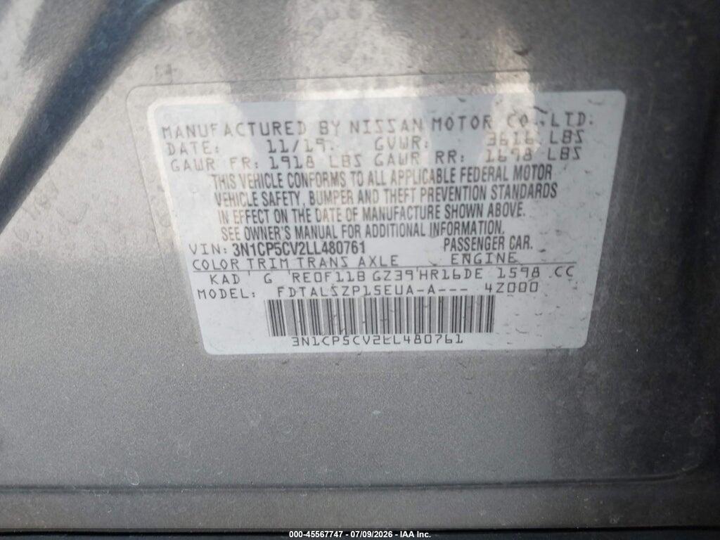 3N1CP5CV2LL480761 2020 NISSAN KICKS photo no. 9