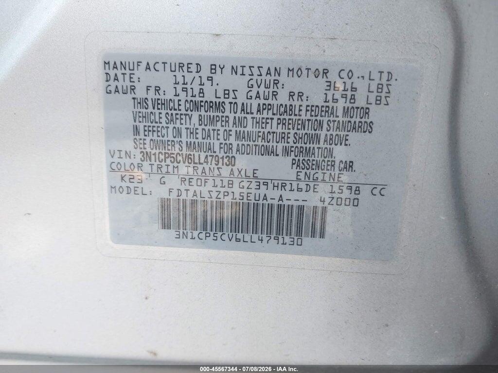 3N1CP5CV6LL479130 2020 NISSAN KICKS photo no. 9