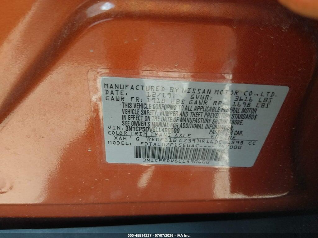 3N1CP5DV8LL490600 2020 NISSAN KICKS photo no. 9