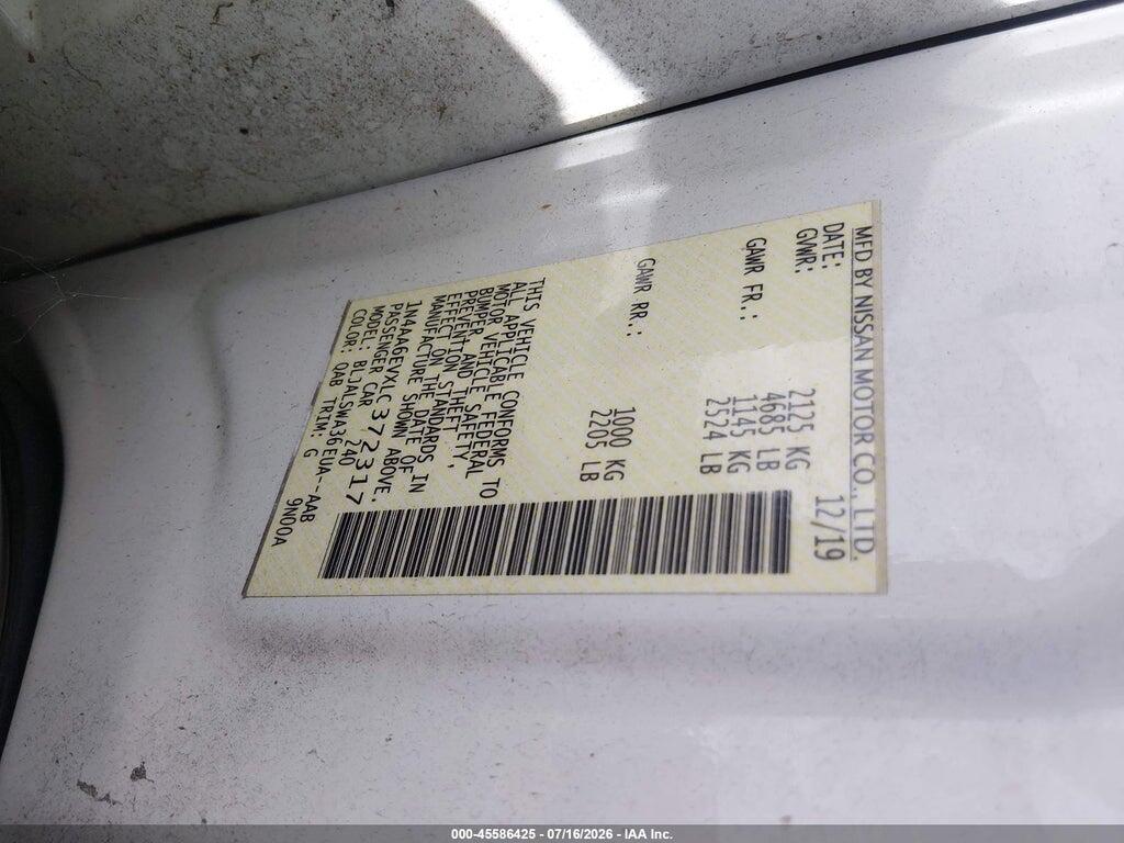 1N4AA6EVXLC372317 2020 NISSAN MAXIMA photo no. 9
