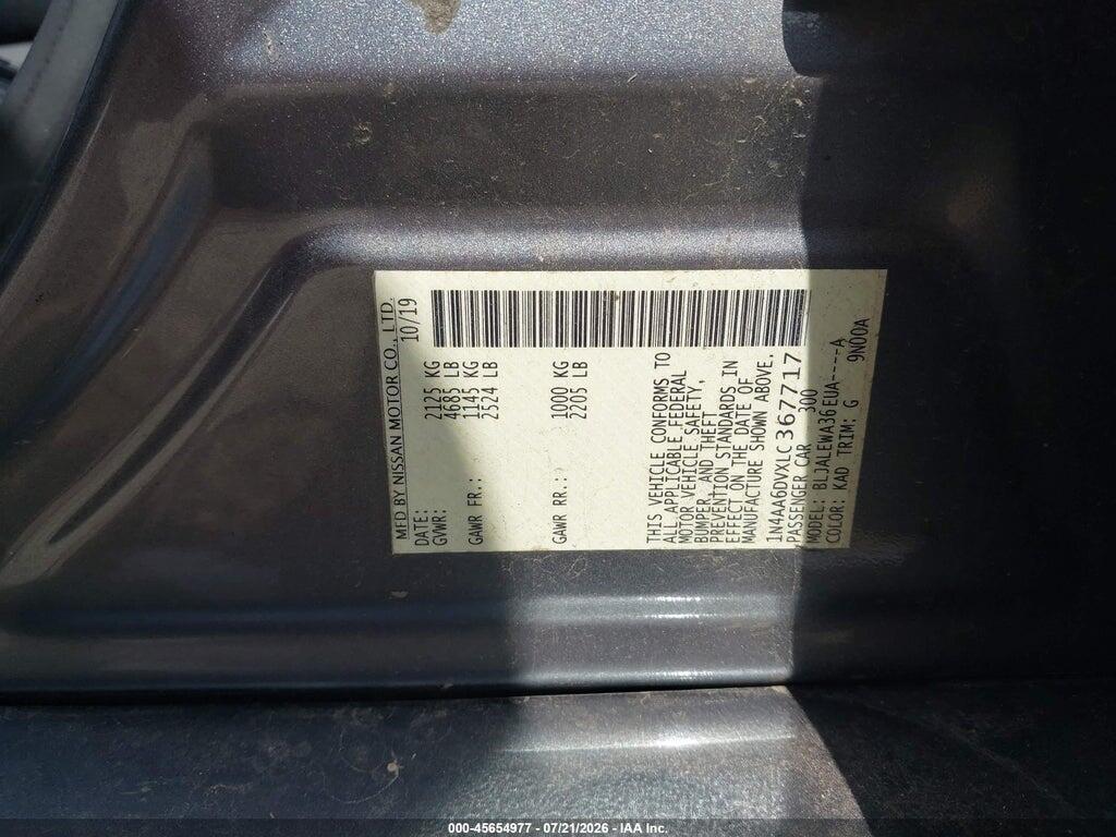 1N4AA6DVXLC367717 2020 NISSAN MAXIMA photo no. 9