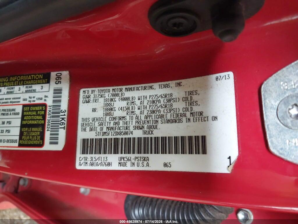 5TFDM5F12DX050074 2013 TOYOTA TUNDRA photo no. 9