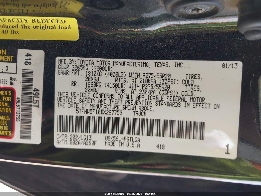 5TFHW5F10DX287755 2013 TOYOTA TUNDRA photo no. 9