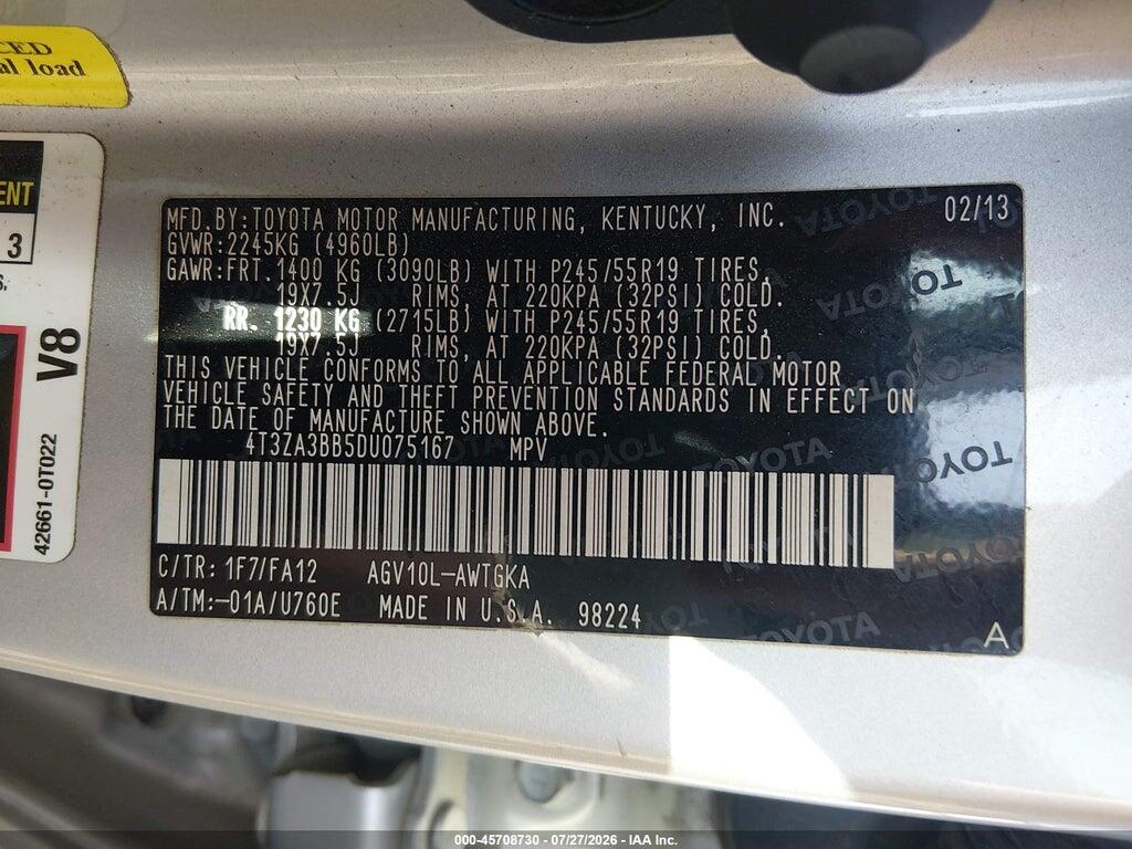 4T3ZA3BB5DU075167 2013 TOYOTA VENZA photo no. 9