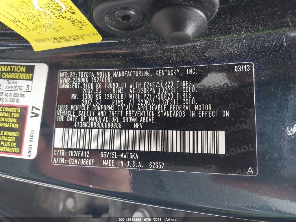 4T3BK3BB8DU089868 2013 TOYOTA VENZA photo no. 9