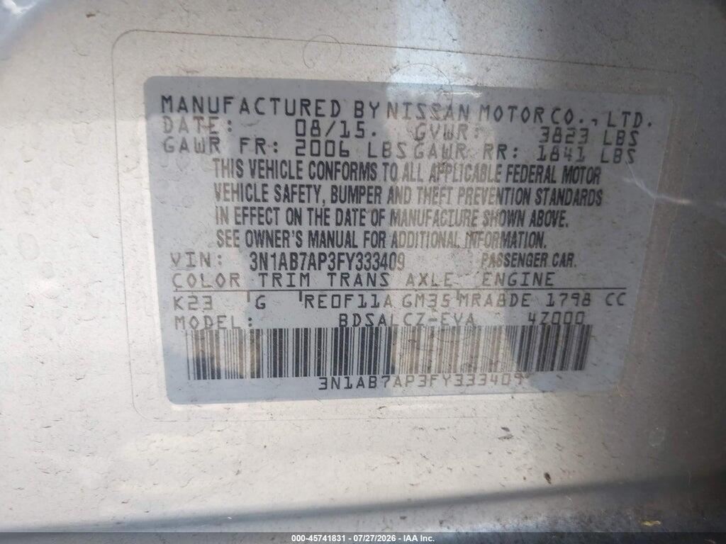 3N1AB7AP3FY333409 2015 NISSAN SENTRA photo no. 9