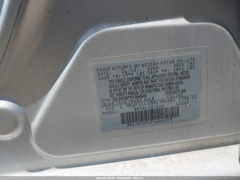 3N1AB7AP1FL664549 2015 NISSAN SENTRA photo no. 9