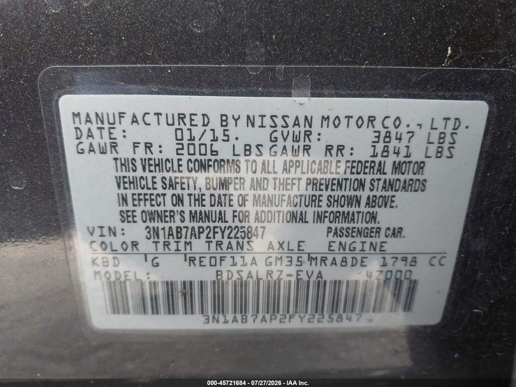 3N1AB7AP2FY225847 2015 NISSAN SENTRA photo no. 9