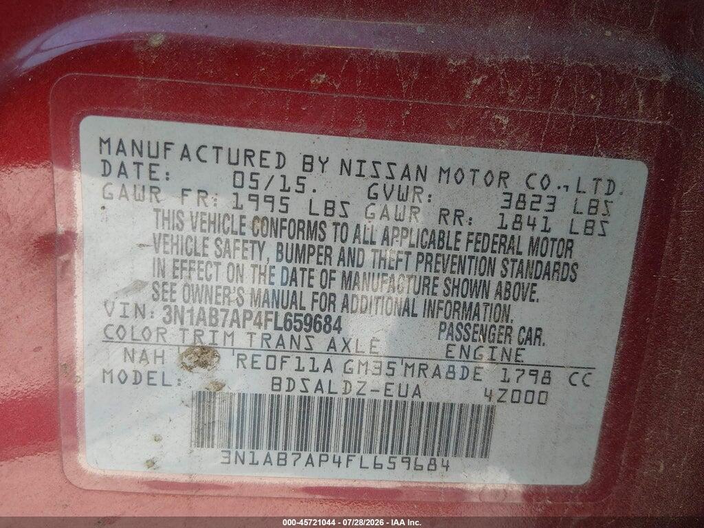 3N1AB7AP4FL659684 2015 NISSAN SENTRA photo no. 9