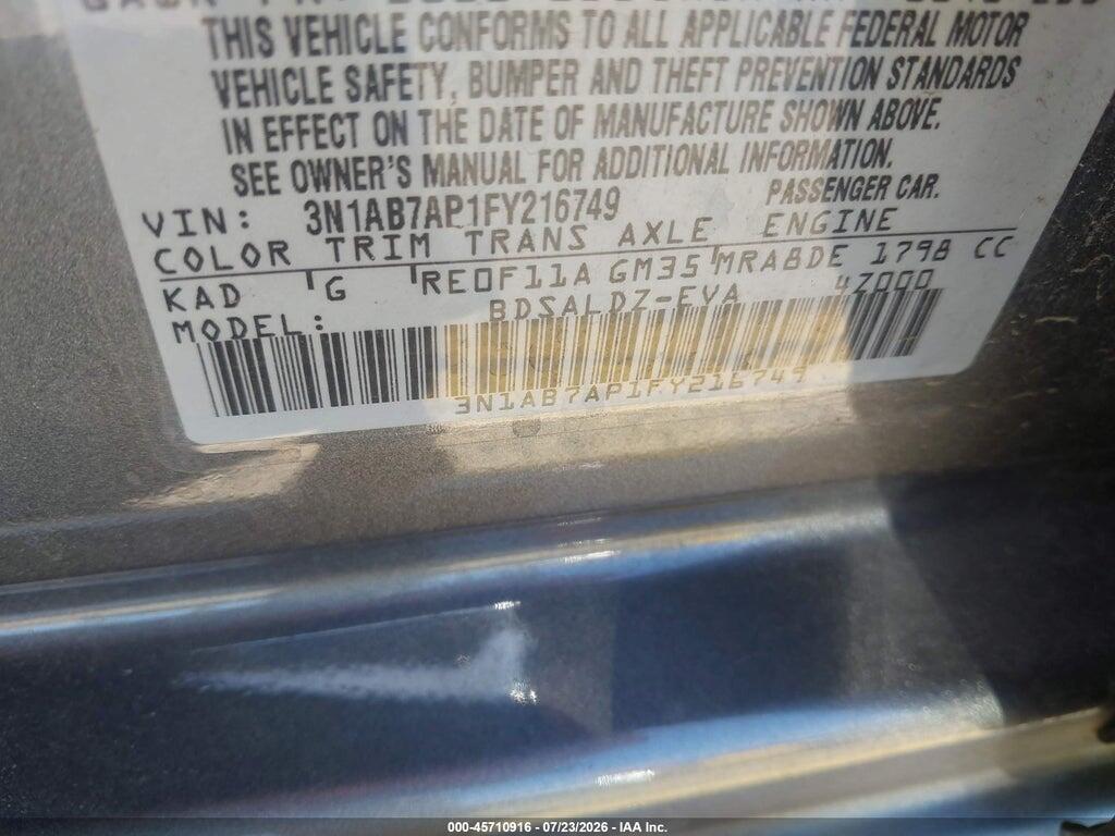 3N1AB7AP1FY216749 2015 NISSAN SENTRA photo no. 9