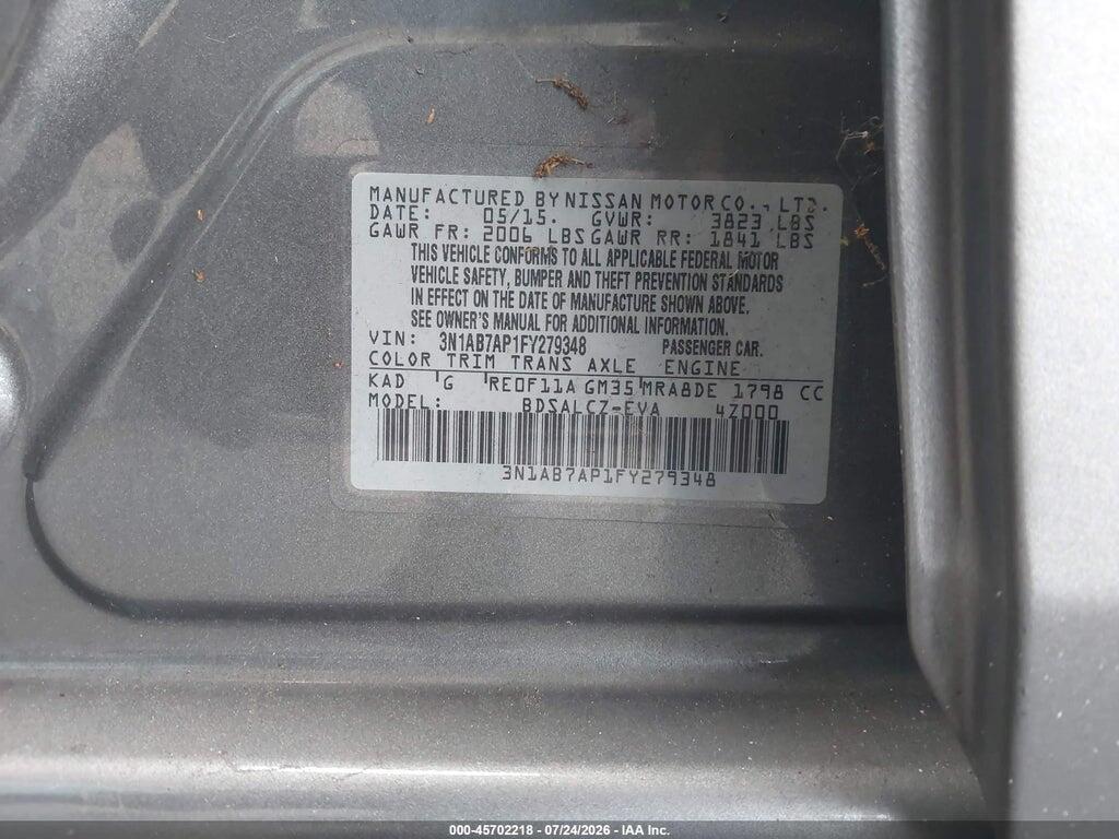 3N1AB7AP1FY279348 2015 NISSAN SENTRA photo no. 9