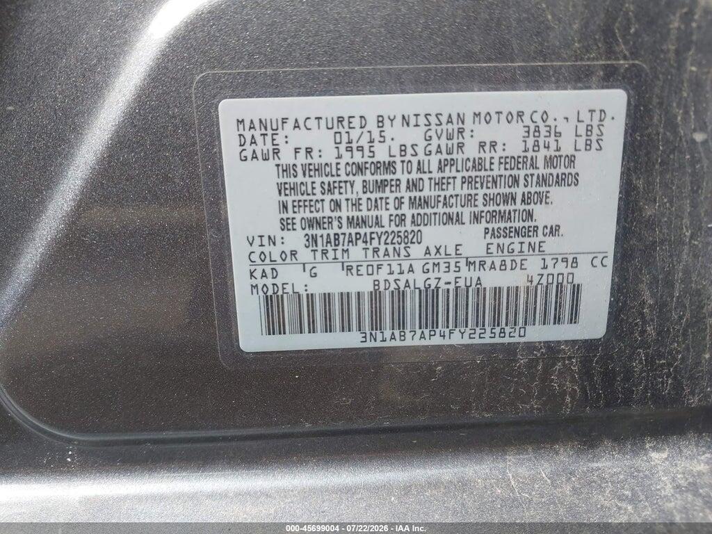 3N1AB7AP4FY225820 2015 NISSAN SENTRA photo no. 9