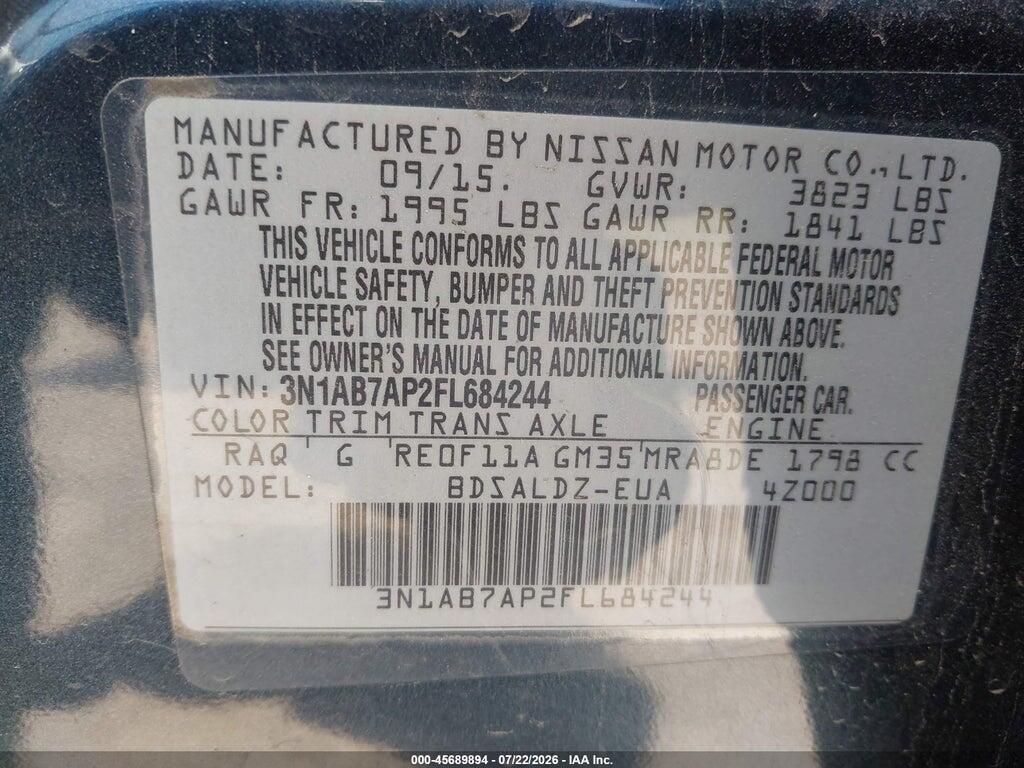 3N1AB7AP2FL684244 2015 NISSAN SENTRA photo no. 9
