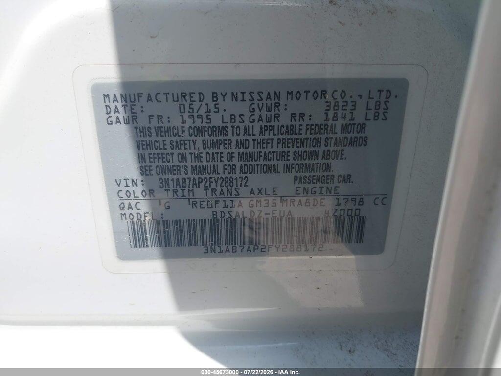 3N1AB7AP2FY288172 2015 NISSAN SENTRA photo no. 9